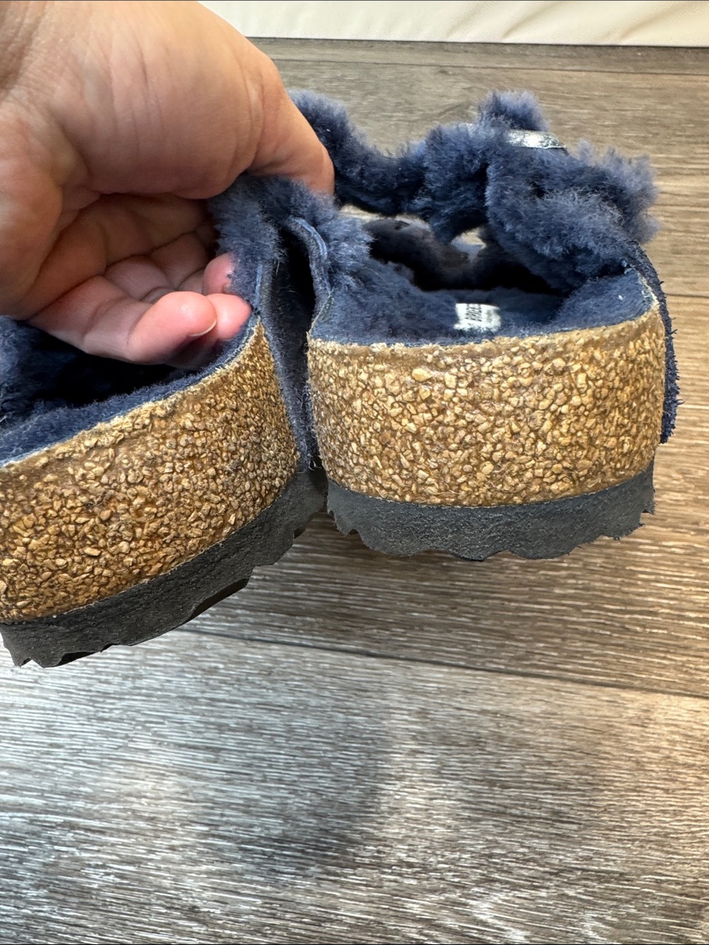 Birkenstock Navy Suede Shearling Arizona fur lined Sandals Sz 38 (j295) - Picture 6 of 8
